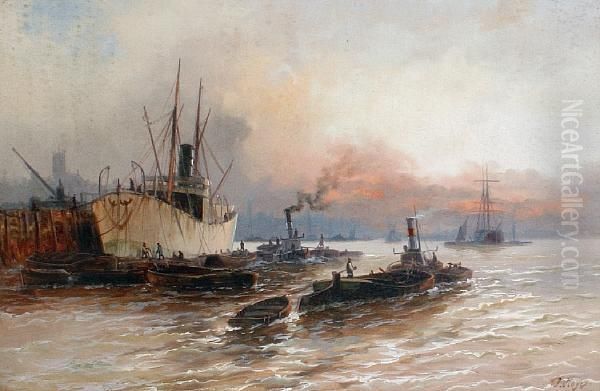 Shipping In The Pool Of London Oil Painting by Edwin Hayes