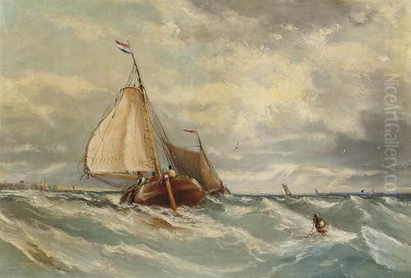 Shipping Off The Dutch Coast Oil Painting by Edwin Hayes