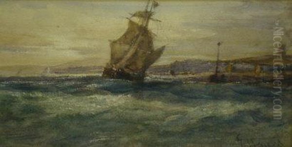 A Sailing Ship Off Dublin Bay Oil Painting by Edwin Hayes