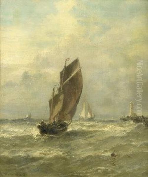 Fishing Boats, Boulogne Oil Painting by Edwin Hayes