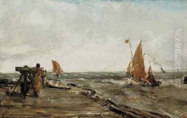 Entrance To The Harbour, Yarmouth Oil Painting by Edwin Hayes