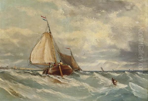 Shipping Off The Dutch Coast Oil Painting by Edwin Hayes