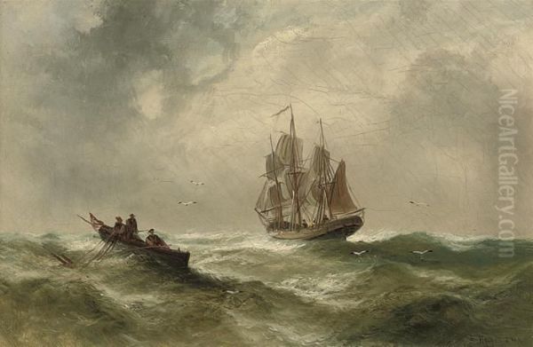 Hauling In The Catch Oil Painting by Edwin Hayes