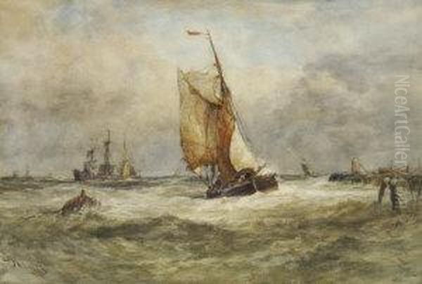 Dutch Fishing Boats On The Zuider Zee Oil Painting by Edwin Hayes