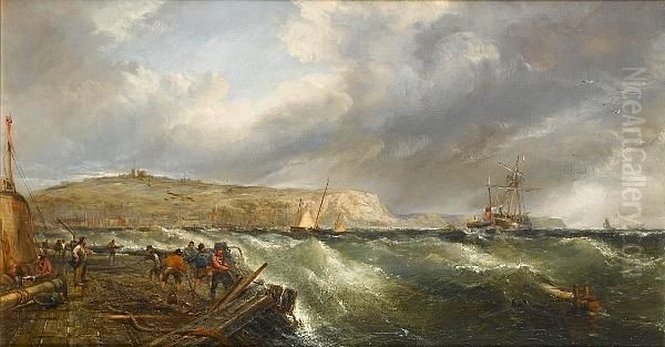 Hauling In After A Storm Off Dover Oil Painting by Edwin Hayes