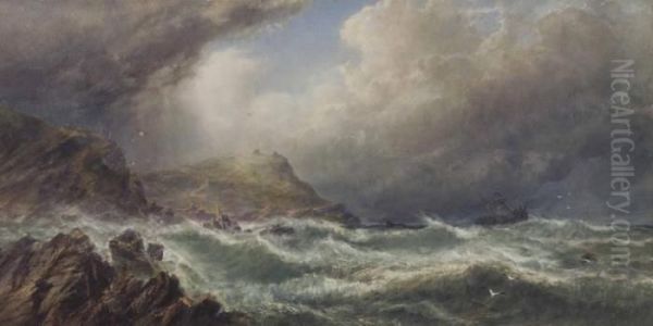 Rough Seas Oil Painting by Edwin Hayes