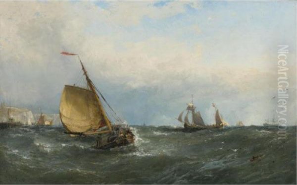 Dutch Boats Off Dover Oil Painting by Edwin Hayes