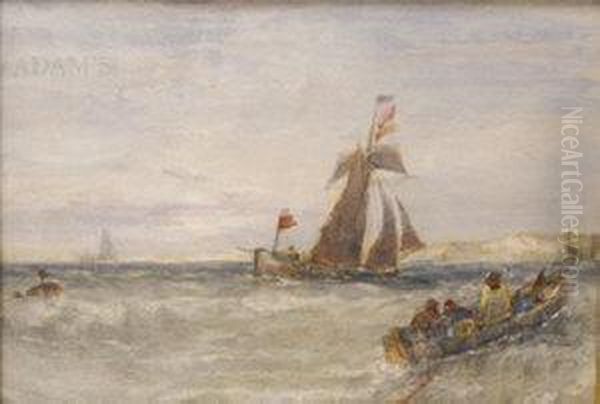 Figures Boating At Sea Oil Painting by Edwin Hayes