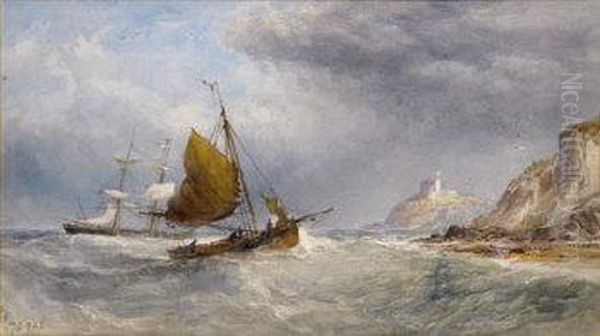 Shipping In Rough Seas Off The Coast Oil Painting by Edwin Hayes