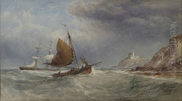 Shipping In Rough Seas Off The Coast, 1870 Oil Painting by Edwin Hayes