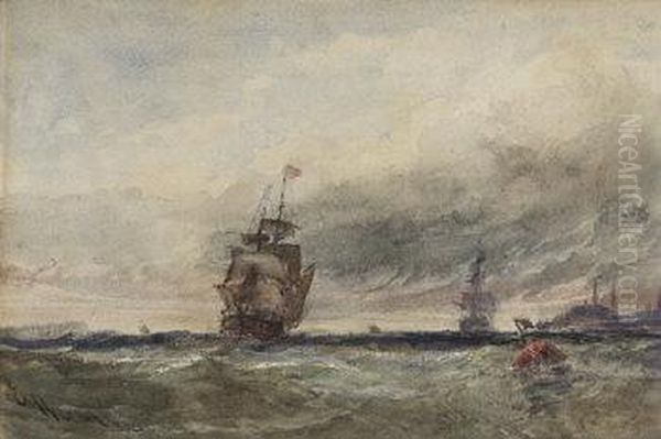 A Brig Running Up Channel Oil Painting by Edwin Hayes