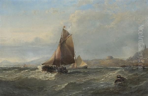 Off The Irish Coast Oil Painting by Edwin Hayes