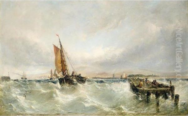 Outward Bound, Shoreham Harbour Oil Painting by Edwin Hayes