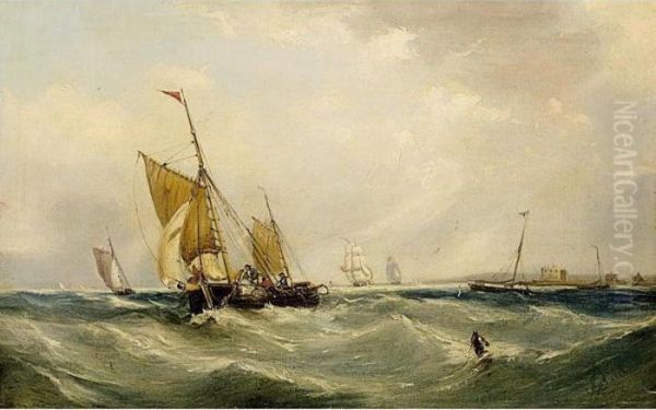 Shipping In A Heavy Swell Oil Painting by Edwin Hayes