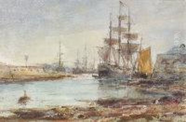 Ships In Harbour Oil Painting by Edwin Hayes