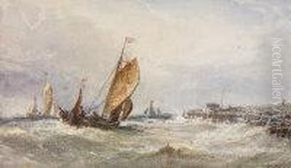 Ships On Stormy Seas Oil Painting by Edwin Hayes