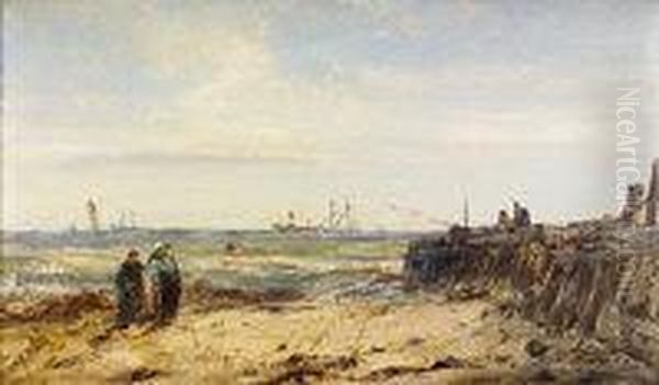 Gorlston Harbour Oil Painting by Edwin Hayes