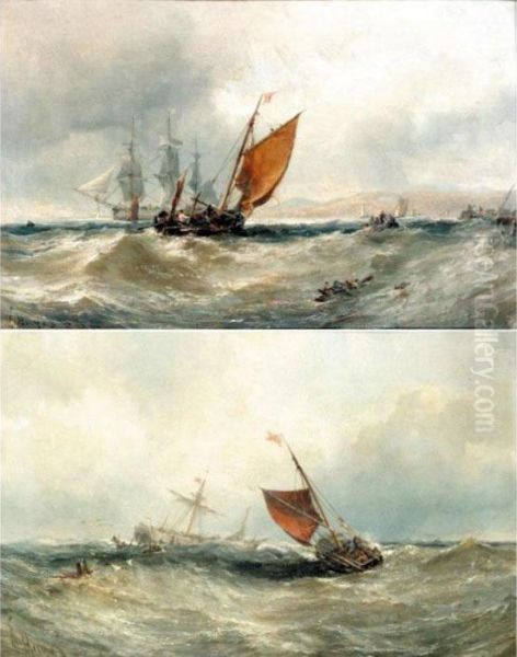 Yarmouth Lugger, Dublin Bay; Ship On The Goodwin Sands Oil Painting by Edwin Hayes