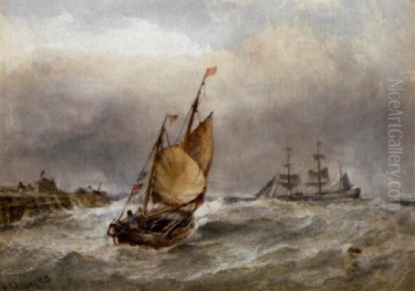 Yarmouth Fishing Boats Oil Painting by Edwin Hayes