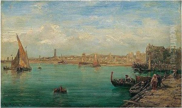 St Malo Harbour Oil Painting by Edwin Hayes