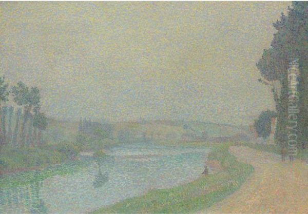 Bord De L'oise A L'aube, Pontoise Oil Painting by Louis Hayet