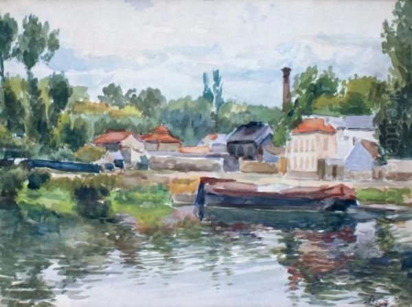 Bord De L'oise Pontoise Oil Painting by Louis Hayet