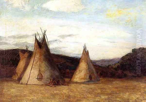 Indian Encampment Oil Painting by Edmund Montague Morris