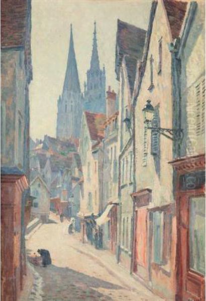 Rue Du Bourg, Chartres Oil Painting by Louis Hayet