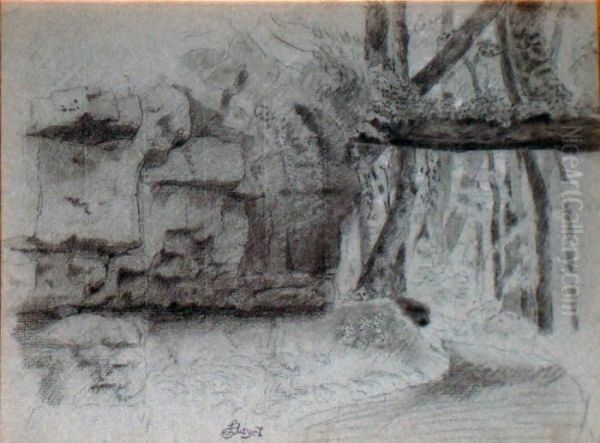 Le Dolmen, Le Bosquet, Sous Bois, Le Rocher Oil Painting by Louis Hayet