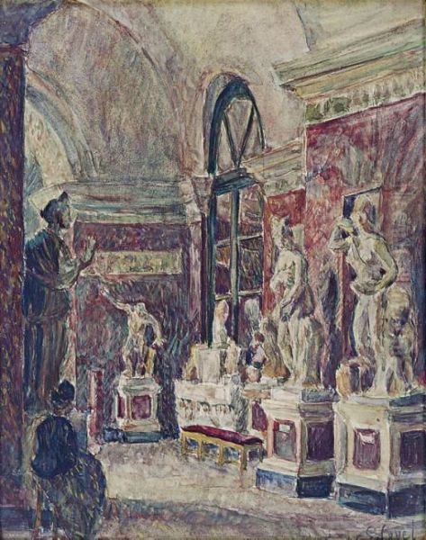 The Sculpture Gallery; And A Companion Work Oil Painting by Louis Hayet