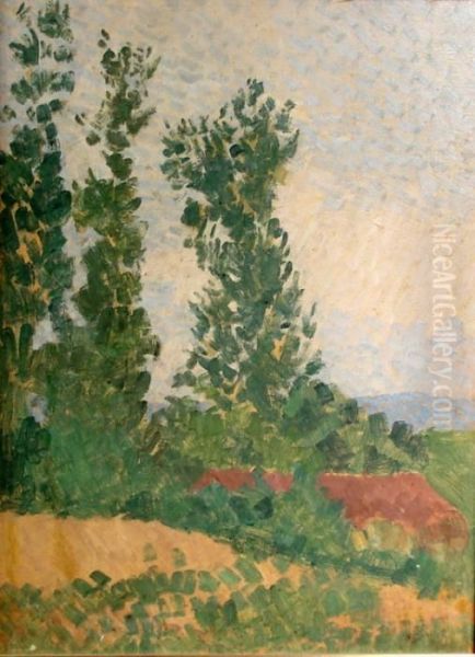 Maison Dans Les Arbres Oil Painting by Louis Hayet