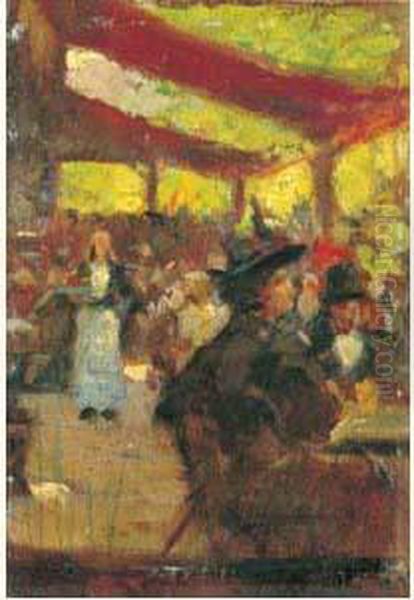 Scene De Cafe Oil Painting by Louis Hayet