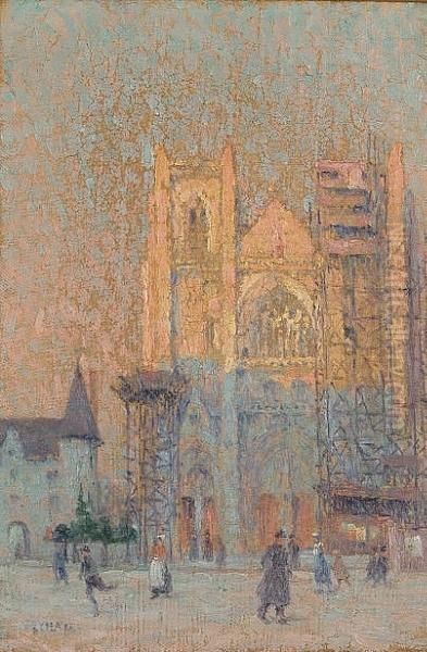 A View Of St. Pierre De Nantes Oil Painting by Louis Hayet