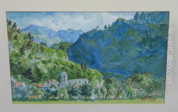 Village Dans Un Paysage Oil Painting by Louis Hayet