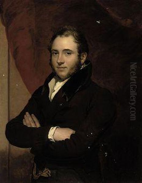 Portrait Of A Gentleman, Half-length, In A Brown Jacket With A
Black Velvet Collar Oil Painting by Sir George Hayter