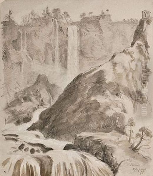 Cascades A Terni Oil Painting by Sir George Hayter