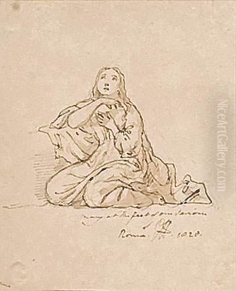 Etude Pour La Figure De Marie Oil Painting by Sir George Hayter