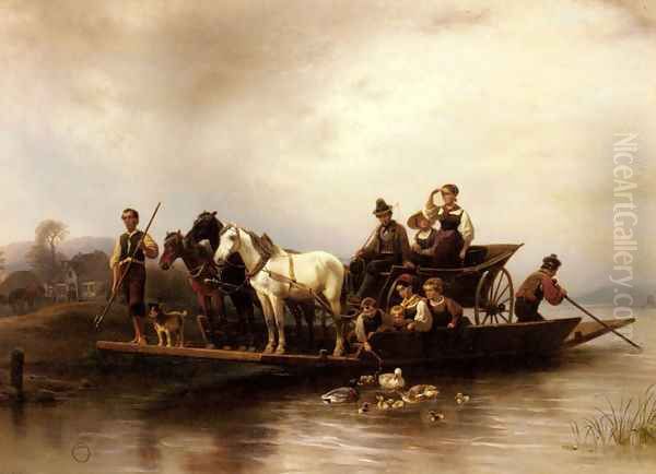 The Arrival of the Ferry Oil Painting by Wilhelm Alexander Meyerheim