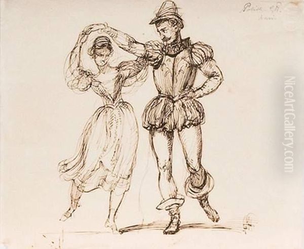 Couple De Danseurs Oil Painting by Sir George Hayter