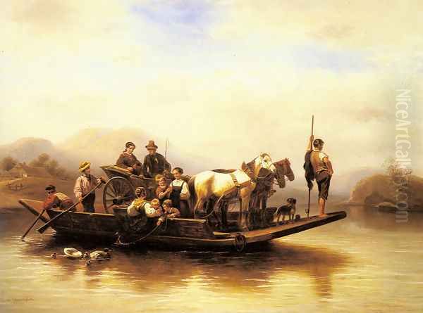 The Ferry Crossing Oil Painting by Wilhelm Alexander Meyerheim