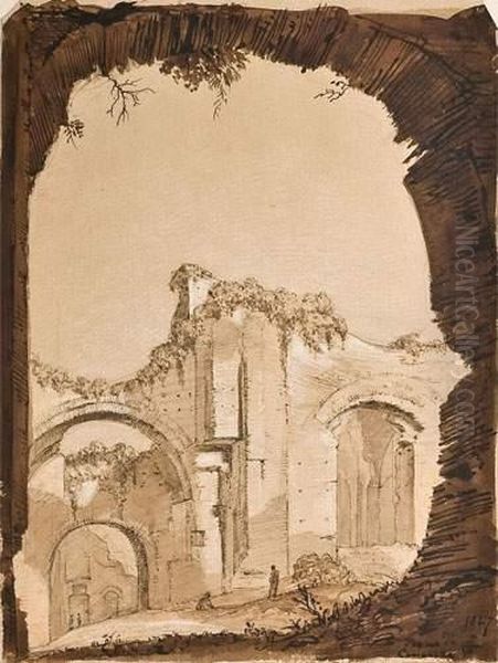 Les Termes De Caracalla Oil Painting by Sir George Hayter