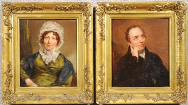 Pair Of Portraits Attributed To George Hayter Oil Painting by Sir George Hayter