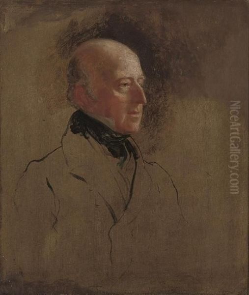 Portrait Study Of Admiral Sir Edward Codrington, Half-length Oil Painting by Sir George Hayter