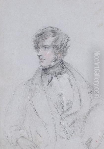 A Portrait Of An Artist Holding A Palette by Sir George Hayter