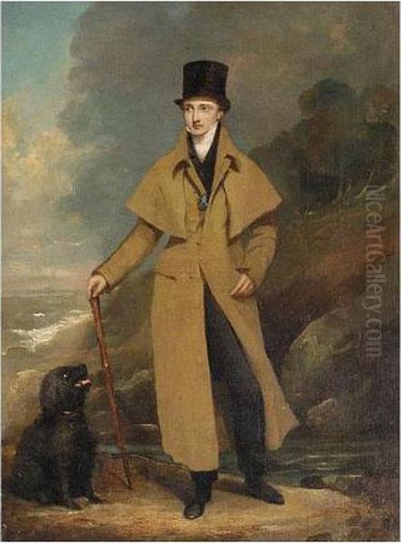 Portrait Of A Gentleman, Full Length, With His Dog Oil Painting by Sir George Hayter