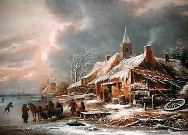 Winter Landscape 3 Oil Painting by Claes Molenaar (see Molenaer)