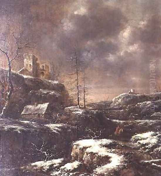 Winter Scene 3 Oil Painting by Claes Molenaar (see Molenaer)