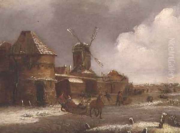 Winter Scene 2 Oil Painting by Claes Molenaar (see Molenaer)