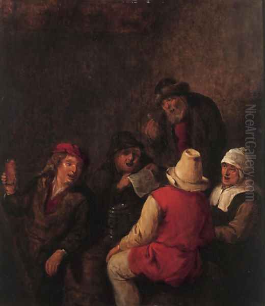 Boors merrymaking in an inn Oil Painting by Claes Molenaar (see Molenaer)