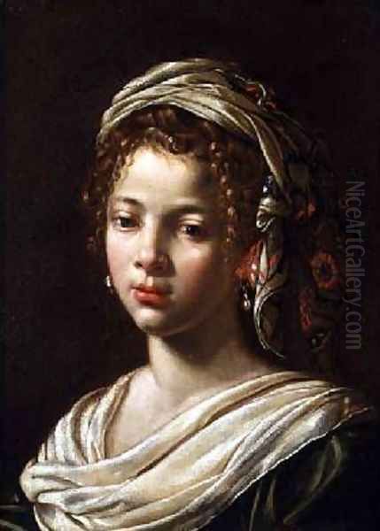 Head of a Girl Oil Painting by Claude Mellan